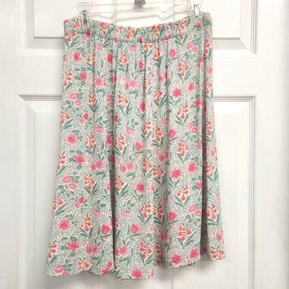 April Cornell A-Line Skirt with Pink and Green Floral Design - Picture 4 of 12